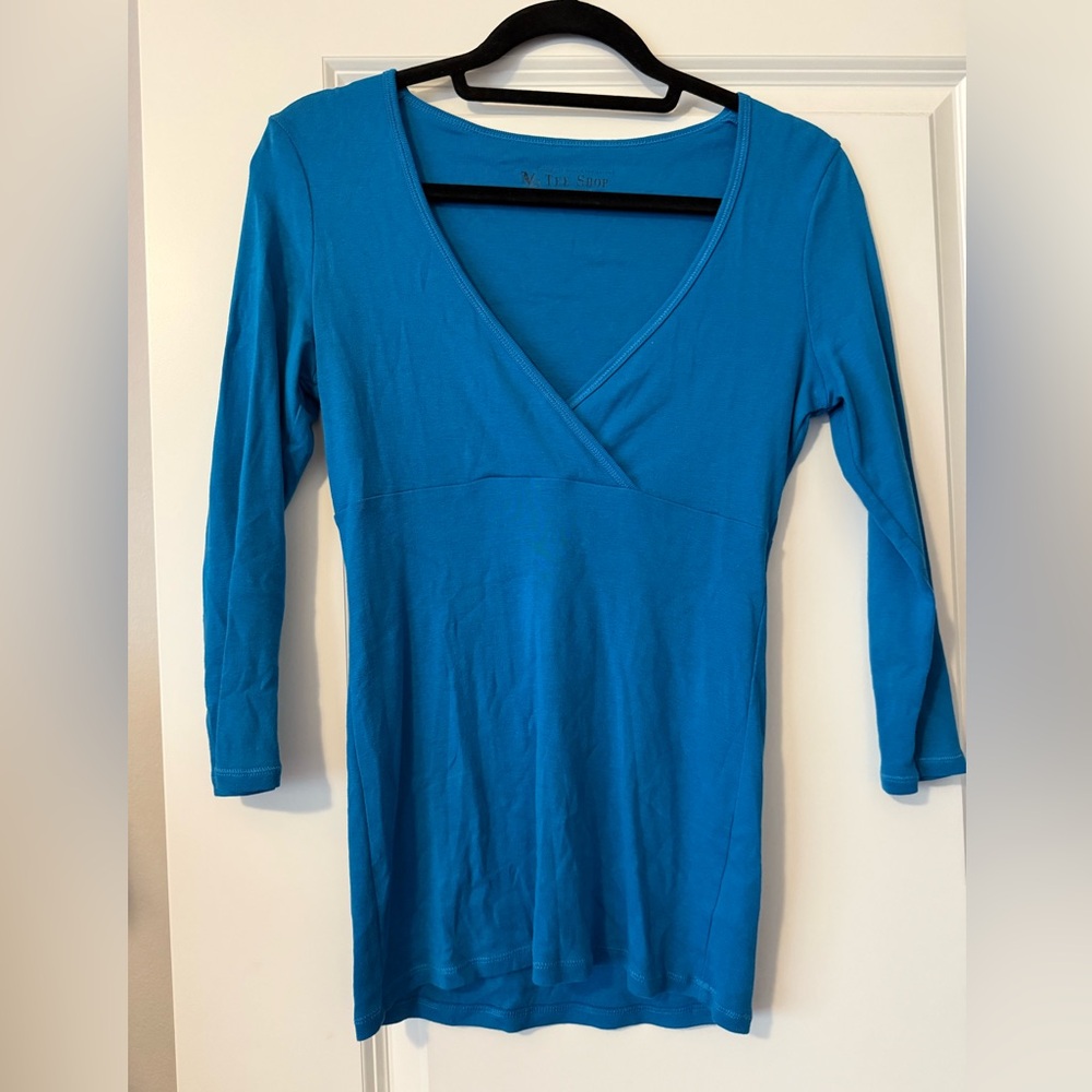 Victoria's Secret Teal Long Sleeve V-Neck Top